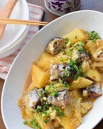 さんまの醤油煮缶詰deじゃがいも煮