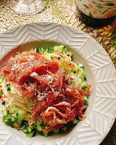 生ハムときゅうりの洋風素麺