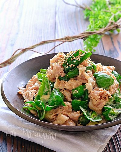 ゆで豚ピーマンのコク旨マヨ和え﻿