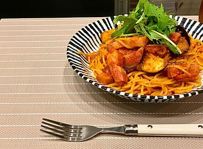 ベーコンとナスのアラビアータ