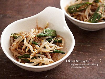 あと1品に！節約食材もやし1袋でオクラともやしのピリ辛ナムル♪