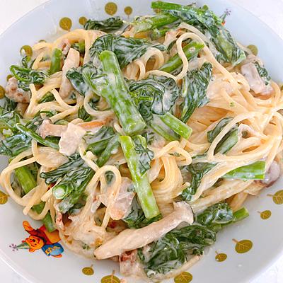 菜の花とベーコンのクリームパスタ クラシル