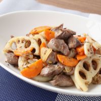 砂肝と根菜のクミン炒め