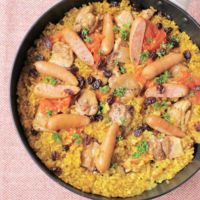 フライパンで ドライカレー風パエリア