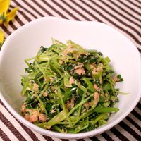 レンジで簡単! 豆苗と小ねぎの鮭フレーク和え