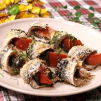 秋刀魚のトマトバジル焼き