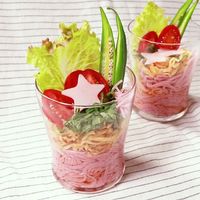 カップで可愛くそうめんパフェ