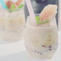 断面スイーツ!クラッシュゼリーとバナナのコーヒースムージー