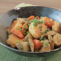 鶏つくねと根菜の甘酢あん
