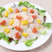 鯛と帆立のオレンジドレッシングカルパッチョ
