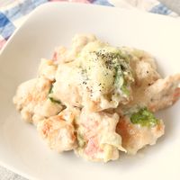 鶏むね肉とレタスのクリームチーズソース煮