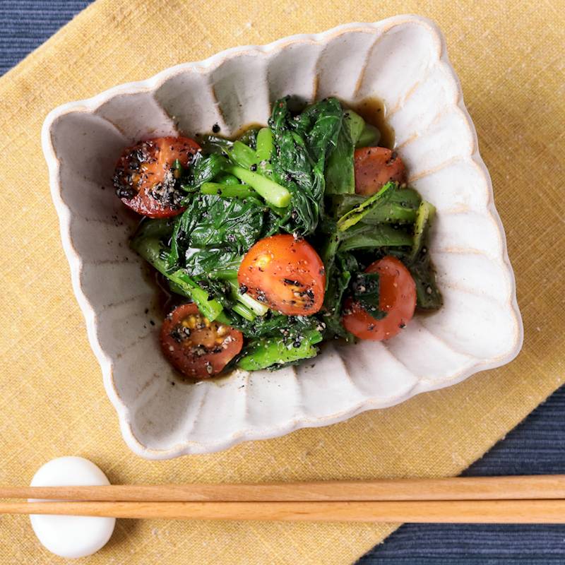 小松菜とミニトマトのごま和え 作り方 レシピ クラシル
