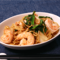 パパッと簡単!エビニラ焼きそば