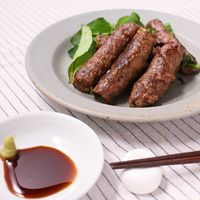 シンプルにわさび醤油で クレソンの牛肉巻き