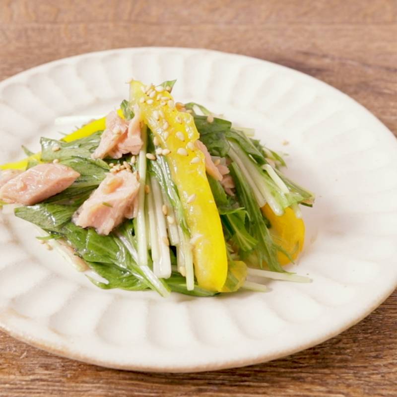 簡単水菜とセロリにんじんの生野菜サラダ 作り方 レシピ クラシル