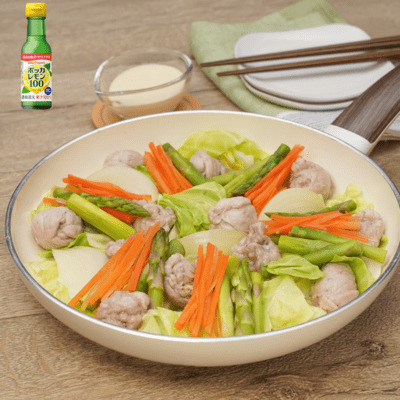 レモネーズで！彩り野菜と豚肉のワンパン蒸し