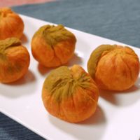 レンジでチン 二色のかぼちゃ茶巾