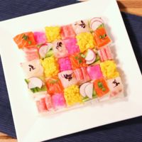 牛乳パックで彩りモザイク寿司