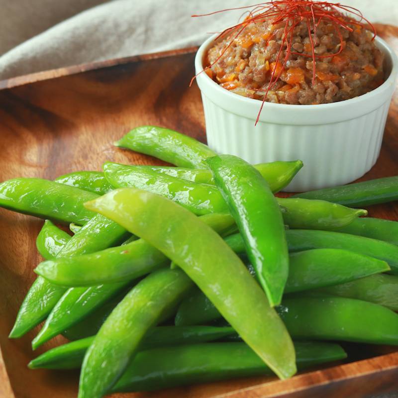 肉みそで食べる スナップえんどう 作り方・レシピ