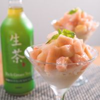 生茶かき氷 あったか練乳ソースかけ