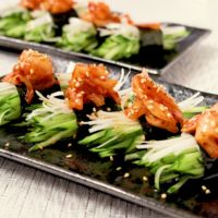簡単おつまみ きゅうりとねぎのキムチのせ