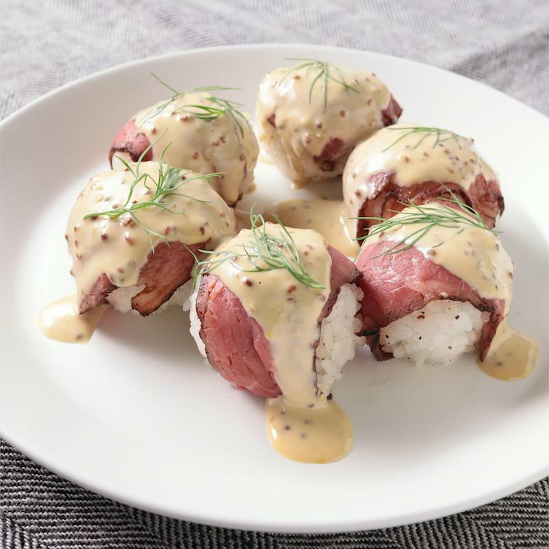 ローストビーフで 華やか洋風手まり寿司 作り方 レシピ クラシル