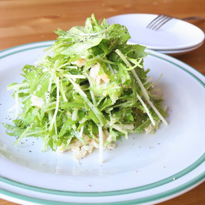 レンジで簡単！水菜とささみのたらこサラダ 作り方・レシピ | クラシル