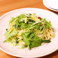 柚子香る!昆布茶で作る水菜ペペロンチーノ