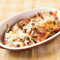 かぼちゃとベーコンのバジルチーズ焼き