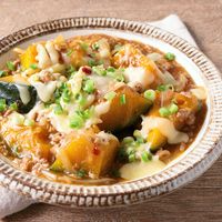 とろーりチーズの旨辛麻婆かぼちゃ
