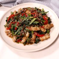 てりうま!春菊と豚バラの甘辛炒め