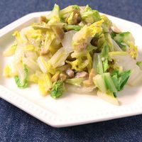 白菜のアンチョビオリーブ炒め