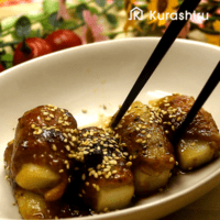 もちもち食感!\nお餅の豚肉巻き