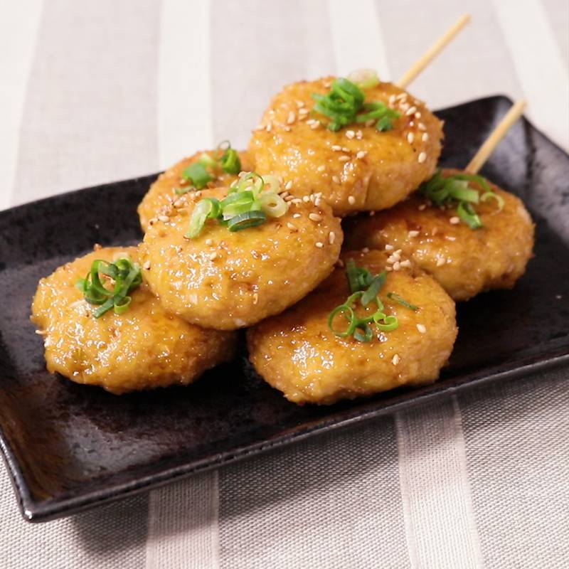 Teriyaki Tofu Grilled Chicken Meatball Skewer Kurashiru