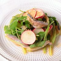 アジとラディッシュと三つ葉のサラダ