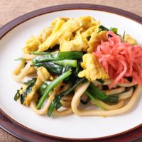 節約 にら玉焼きうどん